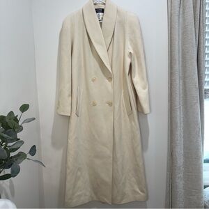 Vintage Levine Classics Ivory Wool Double Breasted Long Coat‎ Size 12